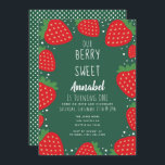 Invitation Berry Sweet Strawberry Kids 1er anniversaire<br><div class="desc">Cette mignonne invitation de 1er/premier anniversaire de fille "mignonne" présente un arrière - plan vert avec des fraises. À l'envers, un arrière - plan vert et des pois blancs. Vous pouvez customiser plus loin en cliquant sur le bouton "PERSONNALISER". Objets correspondants dans notre boutique pour un thème de fête complet....</div>