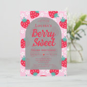 Invitation Berry Sweet Strawberry Photo Anniversaire (Debout devant)