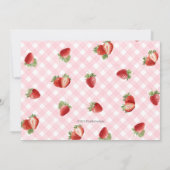 Invitation Berry Sweet-Strawberry Pink Gingham Photo (Dos)