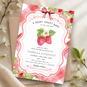 Invitation Berry Sweet Strawberry Red En vichy Baby shower