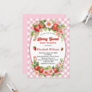 Invitation Berry Sweet Strawberry rose Girl Baby shower