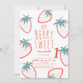 Invitation Berry Sweet Strawberry Rouge Blanc 1er anniversair (Devant)