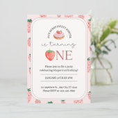 Invitation Berry Sweet Strawberry Thème 1er anniversaire Invi (Debout devant)