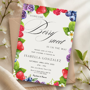 Invitation Berry Sweet Strawberry Wild Berries Baby shower
