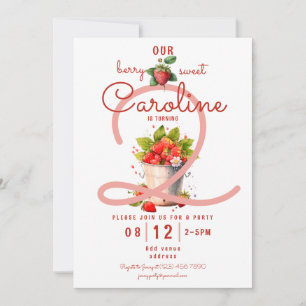 Invitation Berry Sweet Strawbery Baby Girl Birthday Party