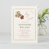 Invitation Berry Sweet Tea Party Baby shower fraise (Debout devant)