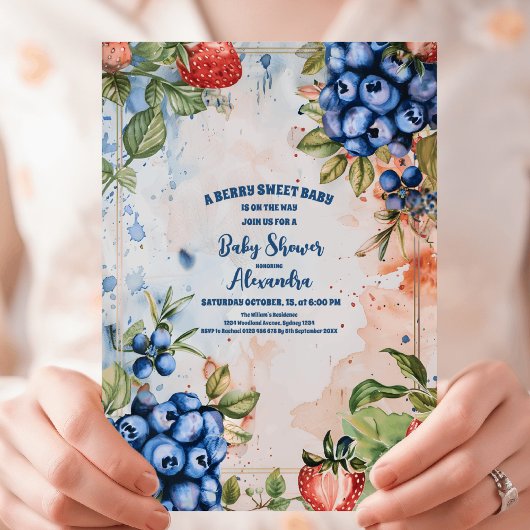 Invitation Berry Sweet Wild Berries & Fleurs Baby shower