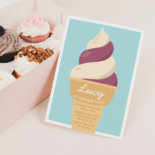 Invitation Berry Swirl Ice Cream Cone Anniversaire de enfant 