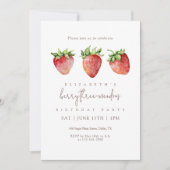 Invitation Berry Threemendous Strawberry Birthday (Devant)