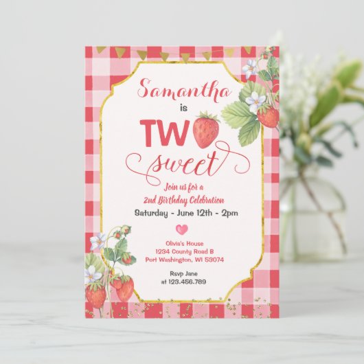 Invitation Berry Two Swewberry fête d'anniversaire (Debout devant)