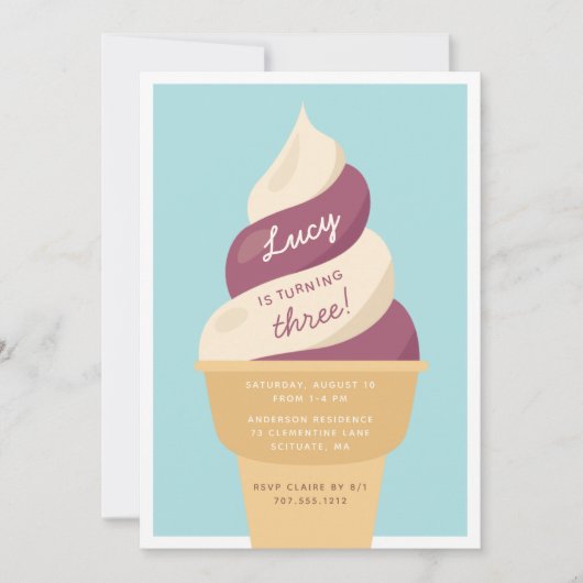 Invitation Berry Vanilla Swirl Ice Cream Anniversaire de enfa (Devant)