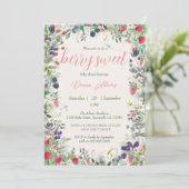 Invitation Berry Watercolor Boho Baby shower neutre genre (Debout devant)