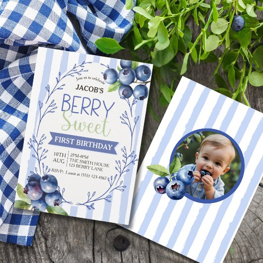 Invitation Berry Whimsical Sweet Blueberry Anniversaire