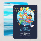 Invitation Bert et Ernie Ballons d'anniversaire (Devant / Derrière)