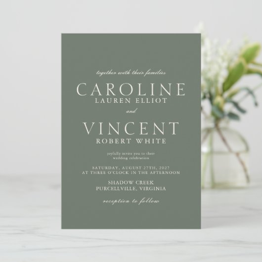 Invitation BERYL Mariage vert officiel (Debout devant)