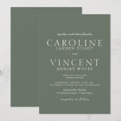 Invitation BERYL Mariage vert officiel (Devant / Derrière)