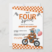 Invitation Besoin de 4 Speed Bike Racing Boy 4e anniversaire (Devant)