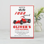 Invitation Besoin de 4 Speed Car Boy 4e anniversaire (Debout devant)