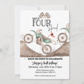 Invitation Besoin de 4 Speed Green Dirt Bike 4e anniversaire (Devant)