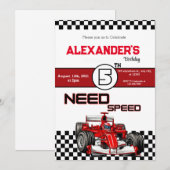 Invitation Besoin de 5 Voiture de Course Rouge de Vitesse (Devant / Derrière)