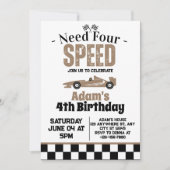 Invitation Besoin de Four Speed Boy 4e anniversaire (Devant)