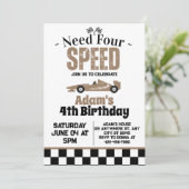 Invitation Besoin de Four Speed Boy 4e anniversaire (Debout devant)
