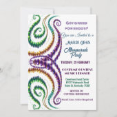 Invitation Besoin de perles Mardi Gras Colours Masquerade Par (Devant)