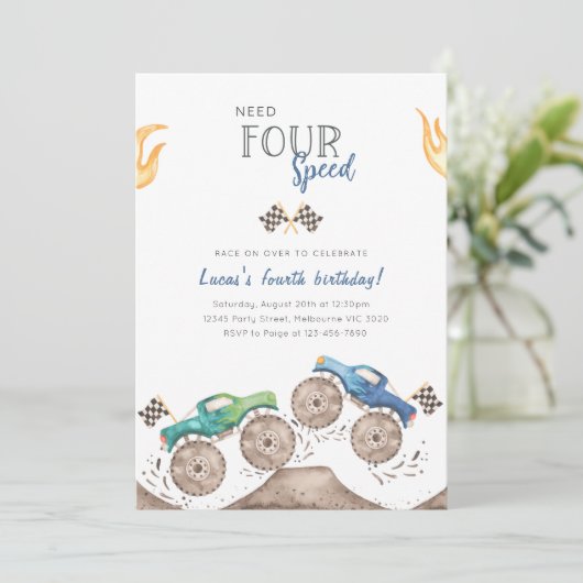 Invitation Besoin de quatre camions monstre de vitesse 4e ann (Debout devant)