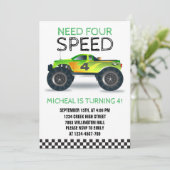 Invitation Besoin de quatre camions monstre de vitesse quatri (Debout devant)