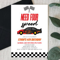 Besoin de quatre Red Flame Race Car 4e fête d'anni