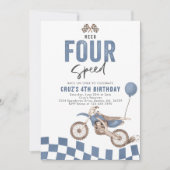 Invitation Besoin de quatre Speed Dirt Vélo Boy 4e fête d'ann (Devant)