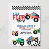 Invitation Besoin de quatre vitesses Monster Truck Race 4e an (Devant)