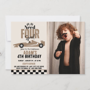 Invitation Besoin de quatre vitesses Race Car Boy 4th Birthda