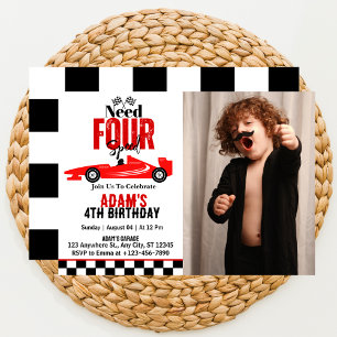 Invitation Besoin de quatre vitesses Race Car Boy 4th Birthda