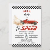 Invitation Besoin de quatre vitesses Red Race Car 4e annivers (Devant)