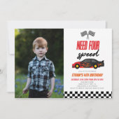 Invitation Besoin de quatre voitures de course 4e photo fête (Devant)