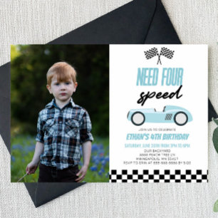 Invitation Besoin de quatre voitures de course 4e photo fête 