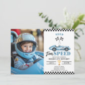 Invitation Besoin de voiture de course quatre vitesses Blue P (Debout devant)
