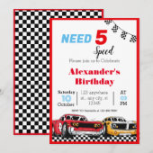 Invitation Besoin d'une voiture de course rouge 5 vitesses (Devant / Derrière)