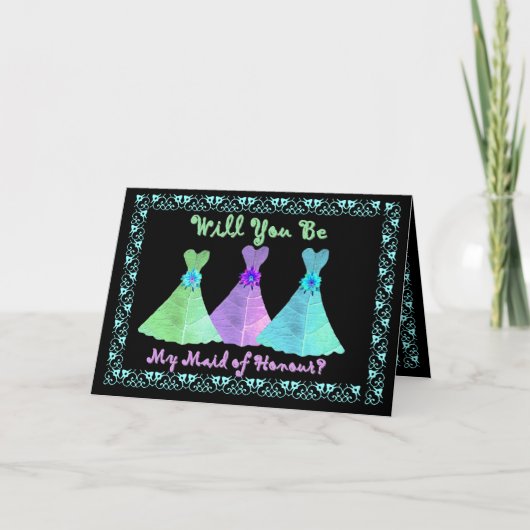 Invitation BEST FREND - Maid of Honor - Blue Green Purple (Devant)