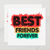 INVITATION BEST FRIENDS FOREVER RETRO FRIENDS, FRIENDSHIP (Devant / Derrière)