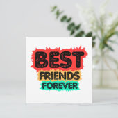 INVITATION BEST FRIENDS FOREVER RETRO FRIENDS, FRIENDSHIP (Debout devant)