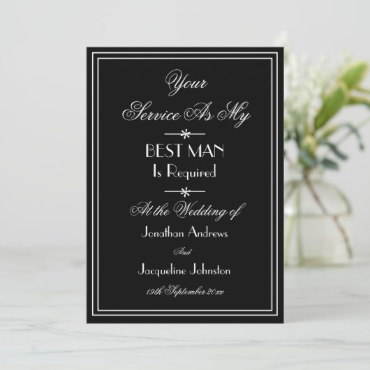 Invitation Best Man Elegant Chic Script Mariage Proposition (Debout devant)