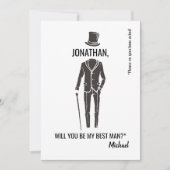 Invitation Best Man Groomsman drôle de proposition élégante (Devant)