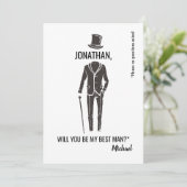 Invitation Best Man Groomsman drôle de proposition élégante (Debout devant)