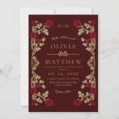 Invitation Bête et Rose de Beauté Mariage (Devant)
