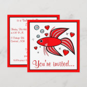 Invitation Betta Fish with Hearts (Devant / Derrière)
