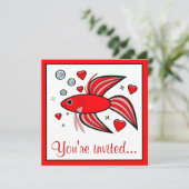 Invitation Betta Fish with Hearts (Debout devant)