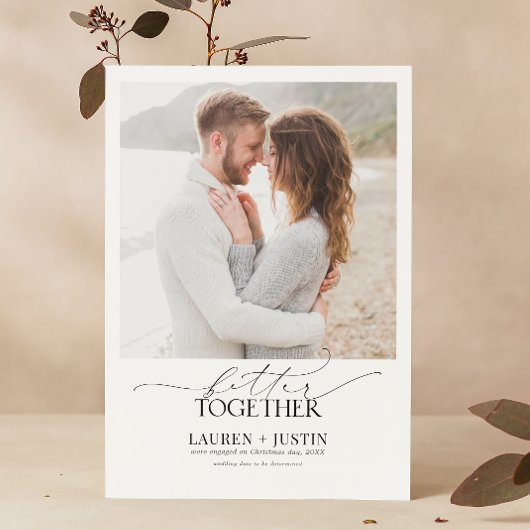 Invitation Better Together Black & White 4 Photo Fiançailles