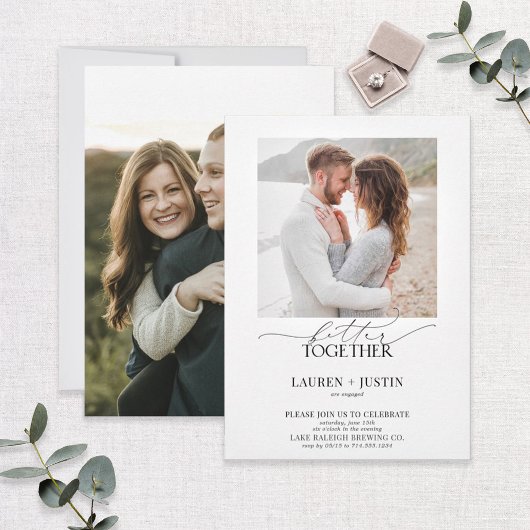 Invitation Better Together Modern 2 Photo Engagement Party